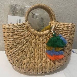 NEW Women’s boho beach life rattan woven tote handbag